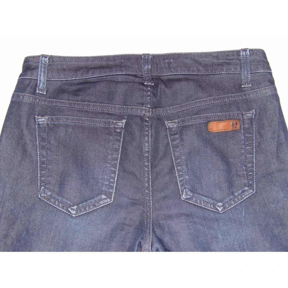 Joe's Jeans Cropped Denim Womens 27 Dark Blue Excellent Cuffed Stretch Mid Rise
